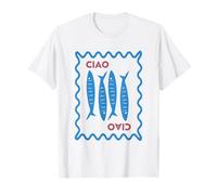 Vintage Italiano Ciao sardina Chinoiserie, Summer Vibe Fish Camiseta