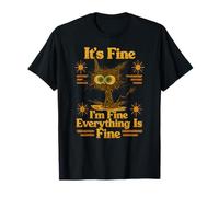 Vintage It's Fine I'm Fine Everything Is Fun Black Cat Camiseta