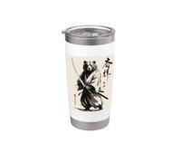 Vintage Japanese Art Bear Samurai Graphic Vaso térmico de acero inoxidable de doble pared