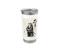 Vintage Japanese Art Frog Samurai Graphic Vaso térmico de acero inoxidable de doble pared
