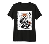 Vintage Japanese Art Red Panda Samurai Graphic Camiseta Premium