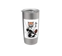 Vintage Japanese Art Red Panda Samurai Graphic Vaso térmico de acero inoxidable de doble pared