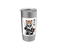Vintage Japanese Art Red Panda Samurai Graphic Vaso térmico de acero inoxidable de doble pared