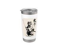 Vintage Japanese Art Red Panda Samurai Graphic Vaso térmico de acero inoxidable de doble pared