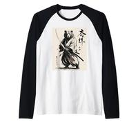 Vintage Japanese Bear Samurai Graphic Camiseta Manga Raglan