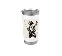 Vintage Japanese Bear Samurai Graphic Vaso térmico de acero inoxidable de doble pared