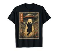 Vintage Japanese Cat UFO Abduction Ukiyo-e Alien Cat Camiseta