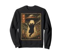 Vintage Japanese Cat UFO Abduction Ukiyo-e Alien Cat Sudadera