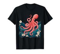 Vintage Japanese Octopus Cherry Blossom Retro Art Graphic Camiseta