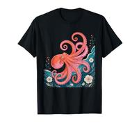 Vintage Japanese Octopus Cherry Blossom Retro Art Graphic Camiseta