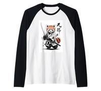 Vintage Japanese Red Panda Samurai Graphic Camiseta Manga Raglan