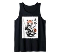 Vintage Japanese Red Panda Samurai Graphic Camiseta sin Mangas