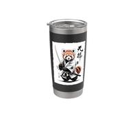Vintage Japanese Red Panda Samurai Graphic Vaso térmico de acero inoxidable de doble pared