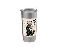Vintage Japanese Red Panda Samurai Graphic Vaso térmico de acero inoxidable de doble pared