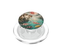 Vintage Japonés Calico Cat Koi Estanque Luna Roja Flor de Cerezo PopSockets PopGrip para MagSafe