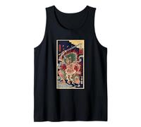 Vintage Japonés De Pelo Verde Oni Demon Ukiyo Periódico Camiseta sin Mangas