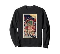 Vintage Japonés De Pelo Verde Oni Demon Ukiyo Periódico Sudadera
