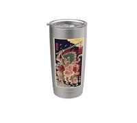 Vintage Japonés De Pelo Verde Oni Demon Ukiyo Periódico Vaso térmico de acero inoxidable de doble pared