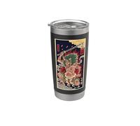 Vintage Japonés De Pelo Verde Oni Demon Ukiyo Periódico Vaso térmico de acero inoxidable de doble pared