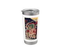 Vintage Japonés De Pelo Verde Oni Demon Ukiyo Periódico Vaso térmico de acero inoxidable de doble pared