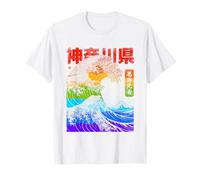 Vintage Japonés Hokusai Kanagawa Rainbow Pride Great Wave Camiseta