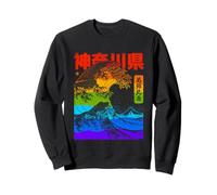 Vintage Japonés Hokusai Kanagawa Rainbow Pride Great Wave Sudadera