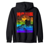 Vintage Japonés Hokusai Kanagawa Rainbow Pride Great Wave Sudadera con Capucha