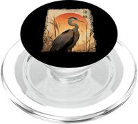 Vintage Japonés Paisaje Garza Pájaro Kanji Japón arte PopSockets PopGrip para MagSafe