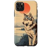 Vintage Japonés Paisaje & White Wolf Kanji Carcasa para iPhone 11 Pro MAX