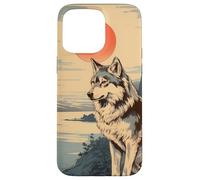 Vintage Japonés Paisaje & White Wolf Kanji Carcasa para iPhone 15 Pro MAX