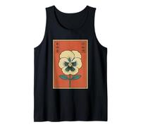 Vintage Japonés Pensamiento Flor Retro Oriental Japón Floral Camiseta sin Mangas