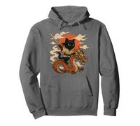 Vintage japonés Samurai Cat Ninja dragón Kawaii Anime Amante Sudadera con Capucha