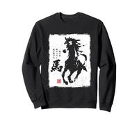 Vintage Japonés Sumi-e Japón Amante Caballos Ecuestres Sudadera