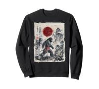 Vintage japonés Sumi-e Sasquatch Samurai Cryptid Art Sudadera