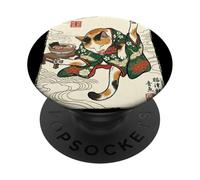 Vintage japonés Ukiyo-e Kimono Grooming Arte Divertido PopSockets PopGrip Adhesivo