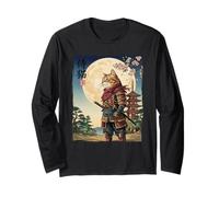 Vintage Japonés Ukiyo-e Samurai Gato Guerrero Arte Manga Larga