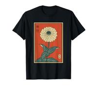 Vintage Japonés Zinnia Flor Retro Japón Floral Oriental Camiseta