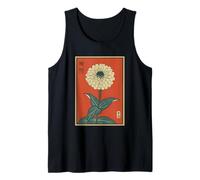 Vintage Japonés Zinnia Flor Retro Japón Floral Oriental Camiseta sin Mangas