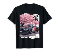 Vintage JDM Drift Coche de Carreras Kanji Sakura Flor Arte Flor Camiseta