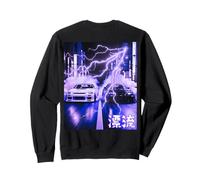 Vintage JDM Drift Racing Cars Lightning Night Scene(En la Parte Posterior) Sudadera