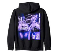 Vintage JDM Drift Racing Cars Lightning Night Scene(En la Parte Posterior) Sudadera con Capucha