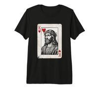 Vintage Jesucristo Rey de Corazones Christian Playing Card Camiseta Premium