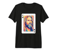 Vintage Jesucristo Rey de Corazones Christian Playing Card Camiseta Premium