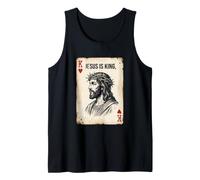Vintage Jesucristo Rey de Corazones Christian Playing Card Camiseta sin Mangas