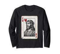 Vintage Jesucristo Rey de Corazones Christian Playing Card Manga Larga