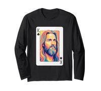 Vintage Jesucristo Rey de Corazones Christian Playing Card Manga Larga