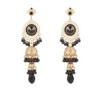 Vintage Jhumka Jhumki - Pendientes colgantes de borla étnica india, bolas de campana, antiguas, tradicionales, para mujeres y niñas, cristal, boda, fiesta, festival, joyería bohemia, regalo, Grande