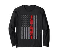 Vintage Jiu-Jitsu American Flag MMA Trainer para Hombres Manga Larga
