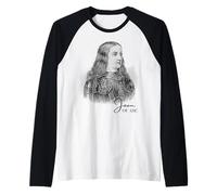 Vintage Juana de Arco Retrato Guerrero católico Arte histórico Camiseta Manga Raglan