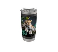 Vintage Jungle King Leopard Tropical Wildlife Animal Vaso térmico de acero inoxidable de doble pared